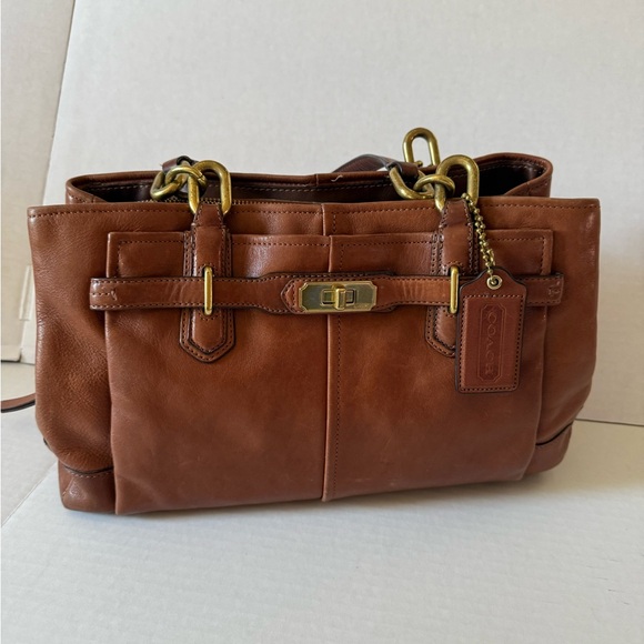 Coach Handbags - Coach Vintage Brown Leather Satchel with Gold-Tone Hardware